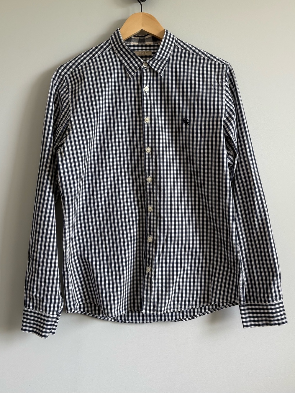 Burberry Brit Navy & White Gingham Check Button-Down Shirt | Size Medium - Picture 2 of 8